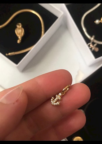 Altın Zincir Detaylı Mini Çapa Charm - Görsel 7