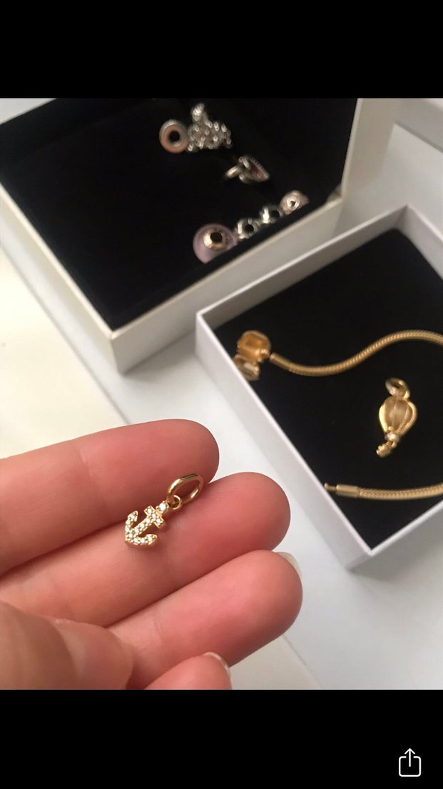 Altın Zincir Detaylı Mini Çapa Charm - Görsel 2