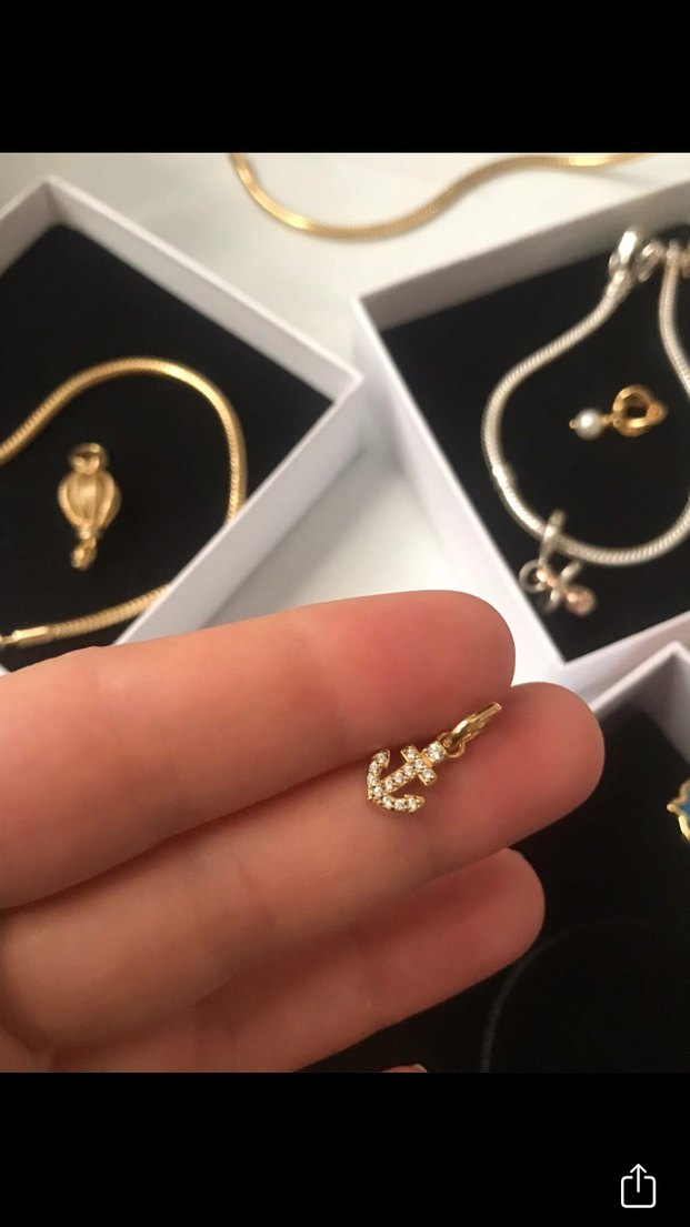 Altın Zincir Detaylı Mini Çapa Charm - Görsel 5