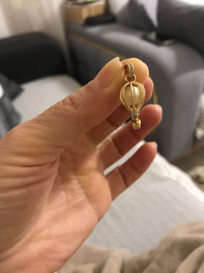 Boncuk İşlemeli Altın Renkli Kadın Charm - Görsel 4