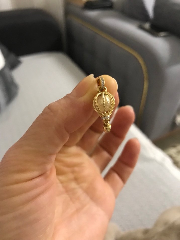 Boncuk İşlemeli Altın Renkli Kadın Charm - Görsel 5