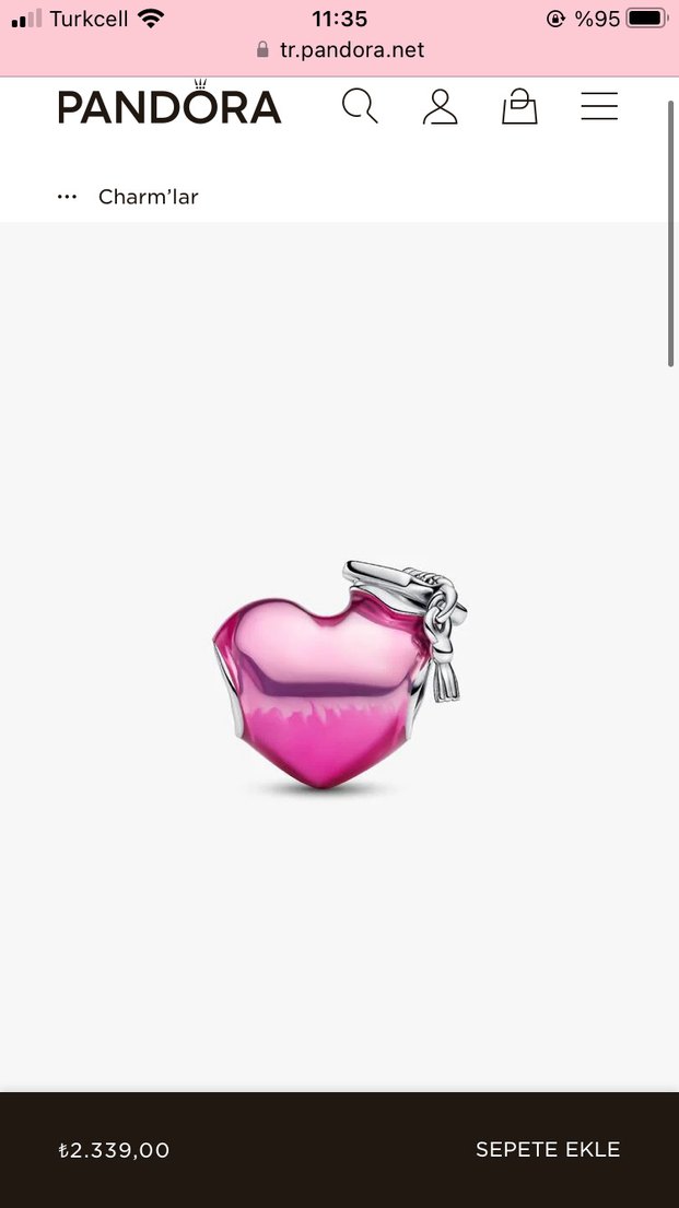 Orjinal 2025 Pembe Püsküllü Kalp Charm - Görsel 3