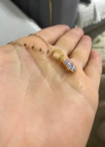 Mavi Zincir Detaylı Hamsa Kolye - Görsel 4