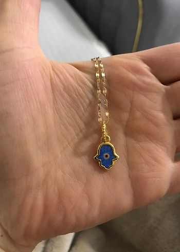 Mavi Zincir Detaylı Hamsa Kolye - Görsel 18