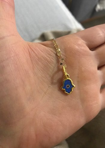 Mavi Zincir Detaylı Hamsa Kolye - Görsel 14