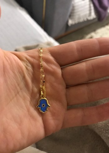 Mavi Zincir Detaylı Hamsa Kolye - Görsel 20