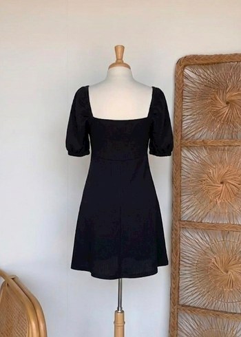 Siyah Kalp Yaka Düz Kadın Elbise - Görsel 2