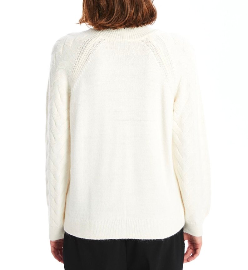 Bisiklet Yaka Kendinden Desenli Kazak - Görsel 3