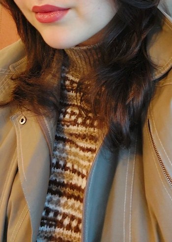 Kendinden Desenli Uzun Kollu Triko Kazak - Görsel 3