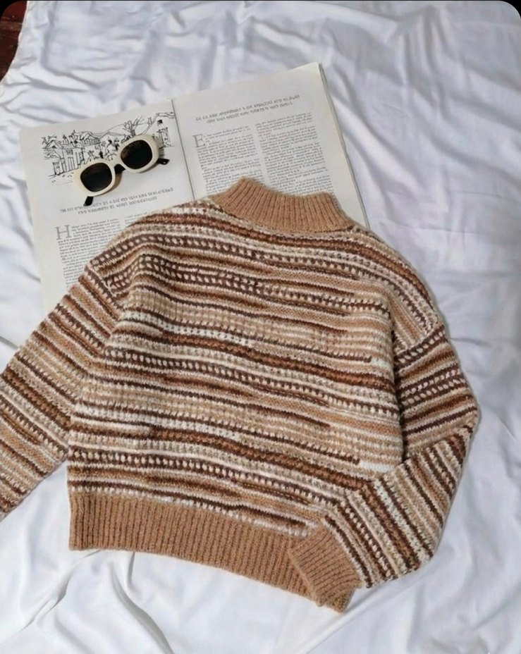 Kendinden Desenli Uzun Kollu Triko Kazak - Görsel 2