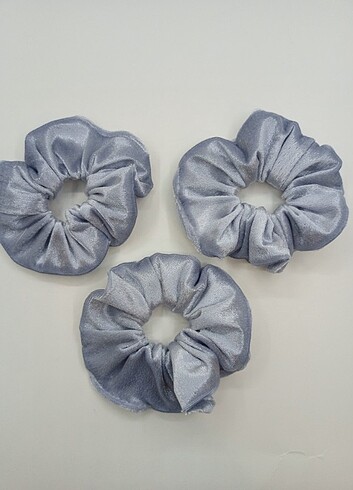  Beden gri Renk Scrunchie kadife toka 3 adet