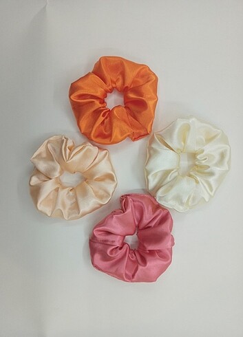  Beden çeşitli Renk Scrunchie saten toka 4 adet