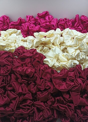 Tasarımcı Scrunchie saten toka karışık 3adet