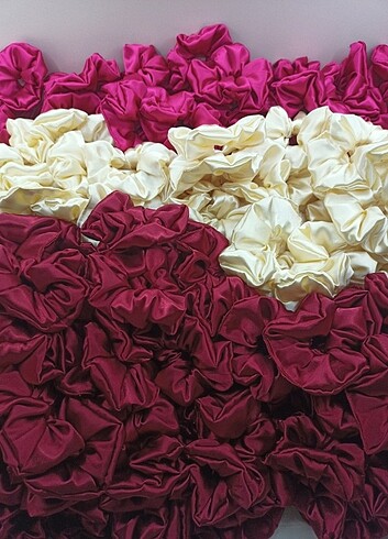  Beden çeşitli Renk Scrunchie saten toka karışık 3adet
