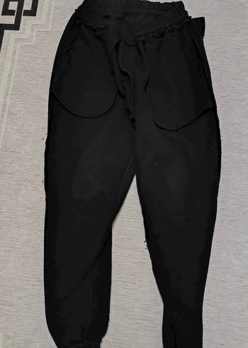 Siyah Rahat Kesim Kadın Eşofman Altı - Görsel 2