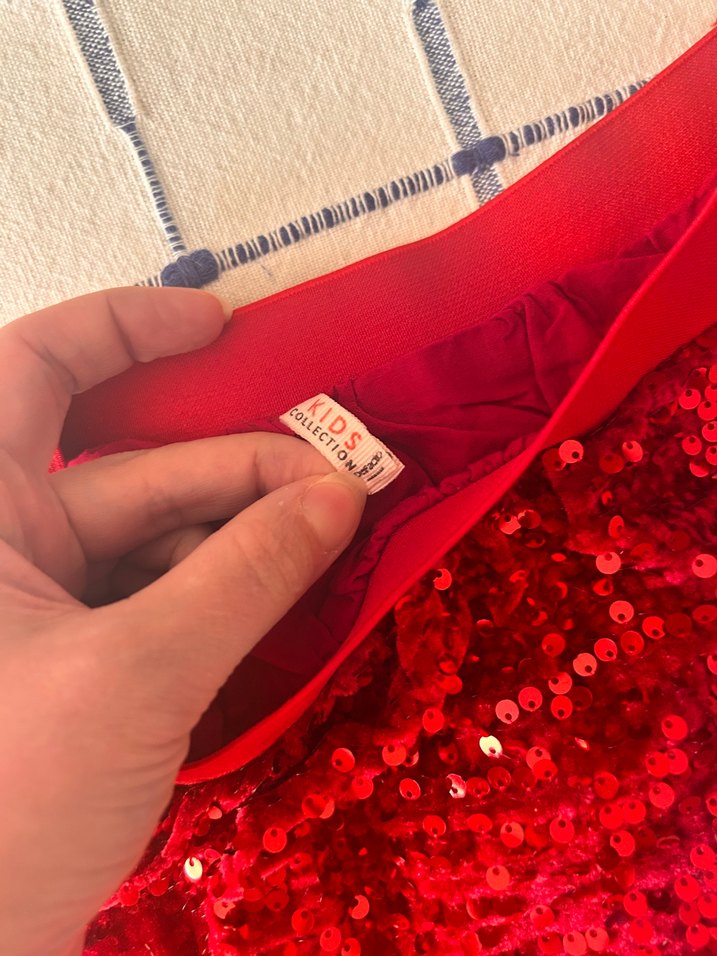 Kız Çocuk Kırmızı Payetli Etek 9/10 yaş - Görsel 2