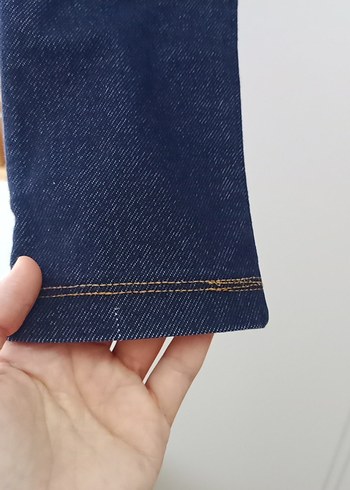7 Yaş Beden Nakışlı Mavi Kız Kot Pantolon tayt