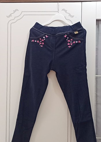 Nakışlı Mavi Kız Kot Pantolon tayt