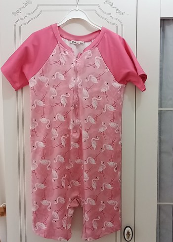 Civil Kız Çocuk Pembe Flamingo Desenli Kısa Kollu Mayo