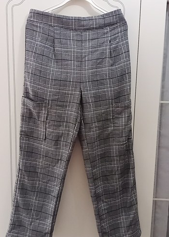 kız çocuk Gri Ekose Pilili Kumaş Pantolon