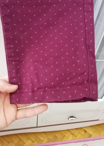 9 Yaş Beden Bordo Düğmeli Kız Pantolonu