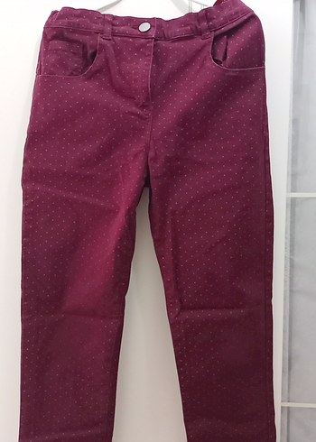 Bordo Düğmeli Kız Pantolonu