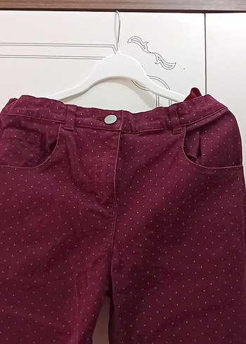 Soobe Bordo Düğmeli Kız Pantolonu