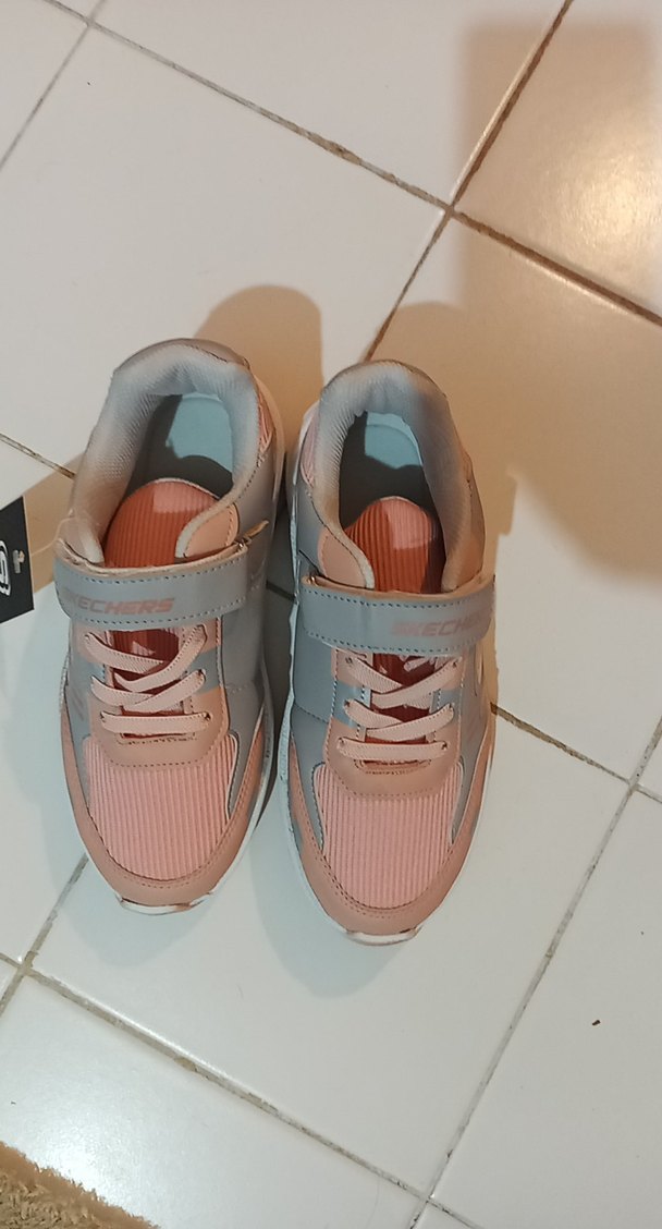 Kız Çocuk Pembe Gri Bağcıklı Cırtlı Sneakers - Görsel 4