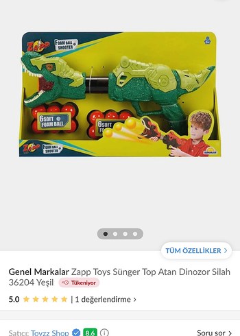 Zapp Toys Dinozor Şekilli Sünger Top Atan Silah