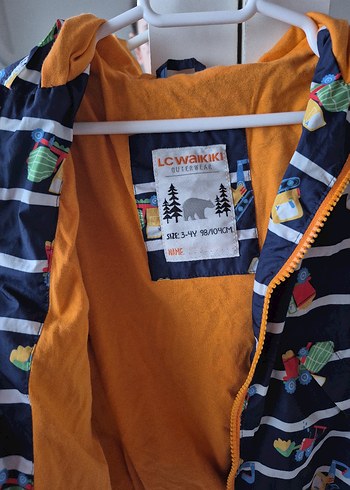 Çocuk Çok Renkli Baskılı Düğmeli Yağmurluk - Görsel 3