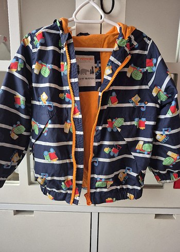 Çocuk Çok Renkli Baskılı Düğmeli Yağmurluk - Görsel 2