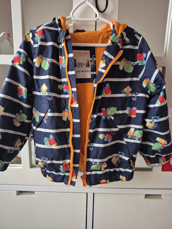 Çocuk Çok Renkli Baskılı Düğmeli Yağmurluk - Görsel 2