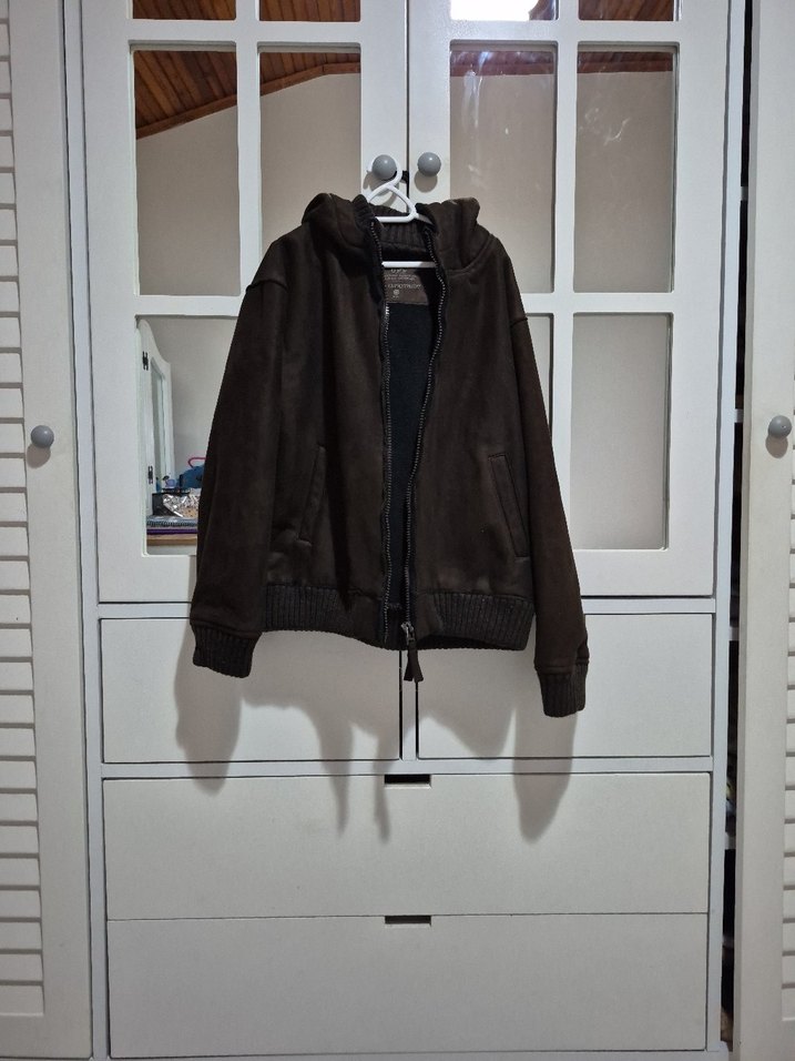 Kahverengi Süet Fermuarlı Erkek Ceket - Görsel 3