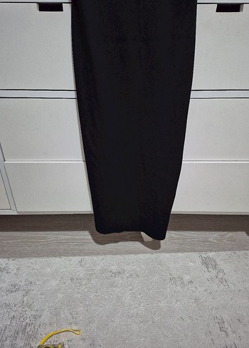 Siyah V Yaka Uzun Kadın Elbise - Görsel 6