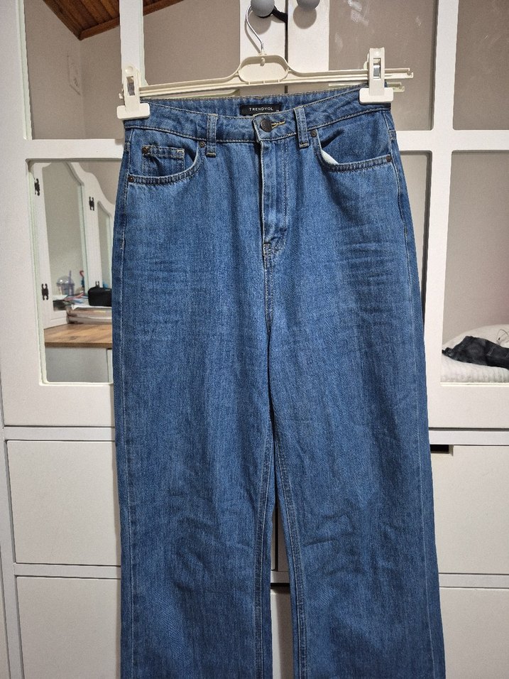 Mavi Midi Boy Kadın Denim Pantolon - Görsel 2