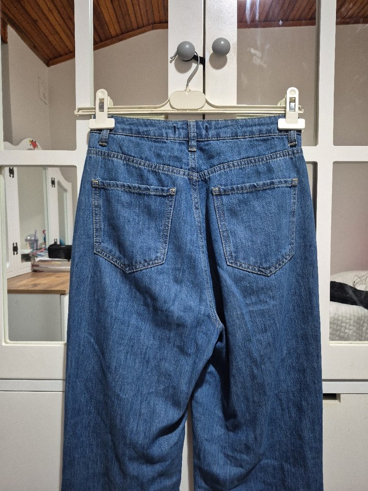 Mavi Midi Boy Kadın Denim Pantolon - Görsel 5