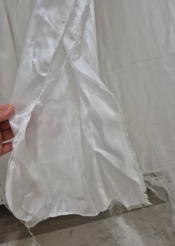 Beyaz Askılı Kemerli Çocuk Abiye Elbise - Görsel 8