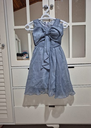 Kız Çocuk Gri Keten Kolsuz Elbise - Görsel 5