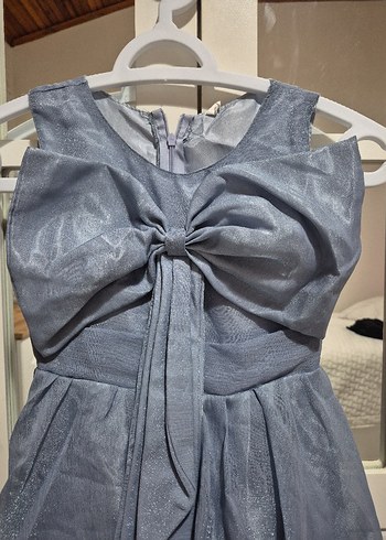 Kız Çocuk Gri Keten Kolsuz Elbise - Görsel 2