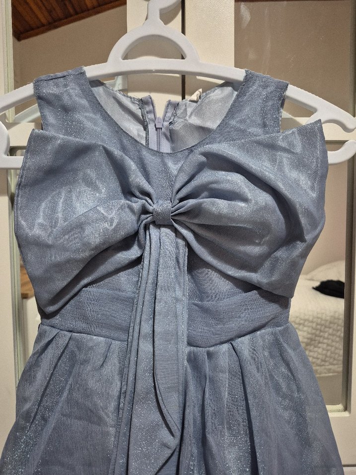 Kız Çocuk Gri Keten Kolsuz Elbise - Görsel 2