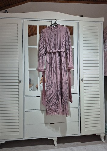 Pembe Pilili Uzun Bohem Elbise - Görsel 5