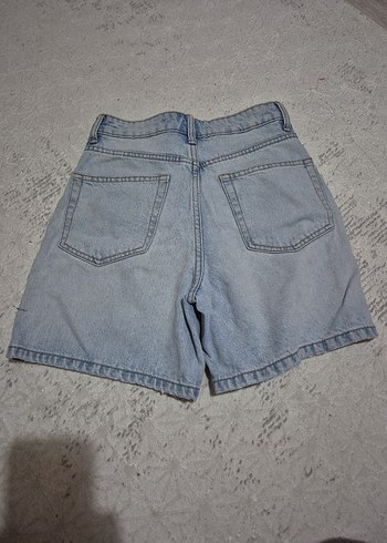 Kadın Açık Mavi Salaş Mini Denim Şort - Görsel 4