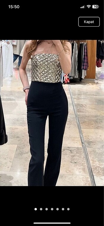 xs Beden Mango payetli pullu tulum