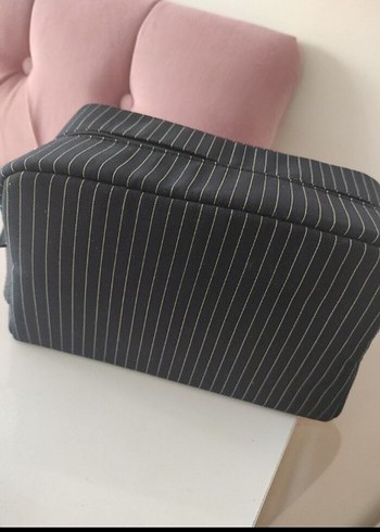Jean Paul Gaultier Jean Paul Gaultier Çizgili Gri Makyaj Çantası