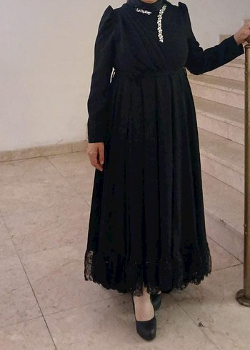 Abiye Siyah Uzun Kollu Uzun Abiye