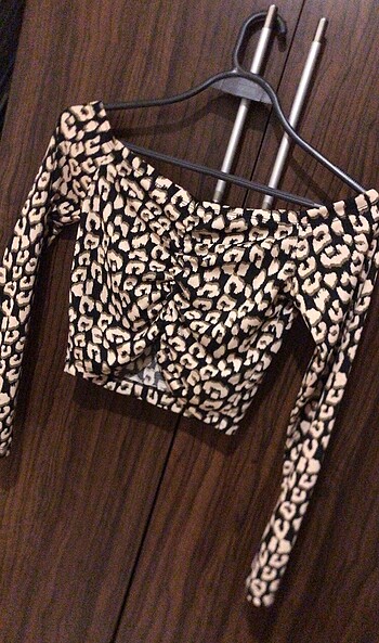 Leopar desenli crop