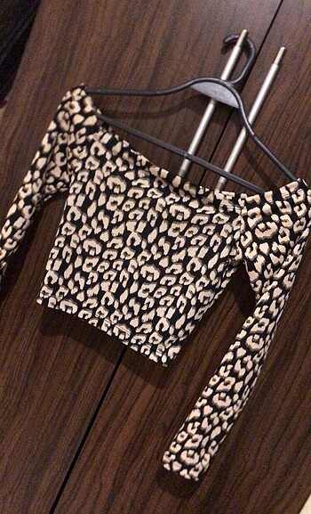 s Beden Leopar desenli crop