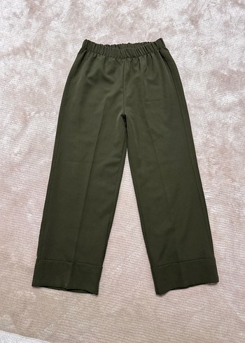m Beden yeşil Renk Kadın Haki Regular Fit Midi Kumaş Pantolon
