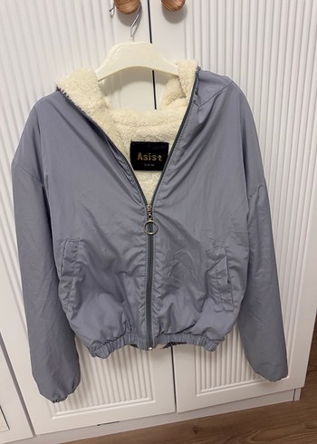 Bershka Gri Kürklü Kadın Kısa Ceket