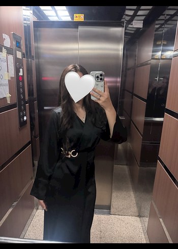 m Beden siyah Renk Siyah Minimalist Uzun Kollu Midi Elbise